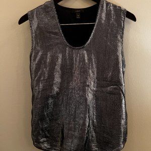 J.Crew Silver Reflective Scoop-Neck Tank Top
